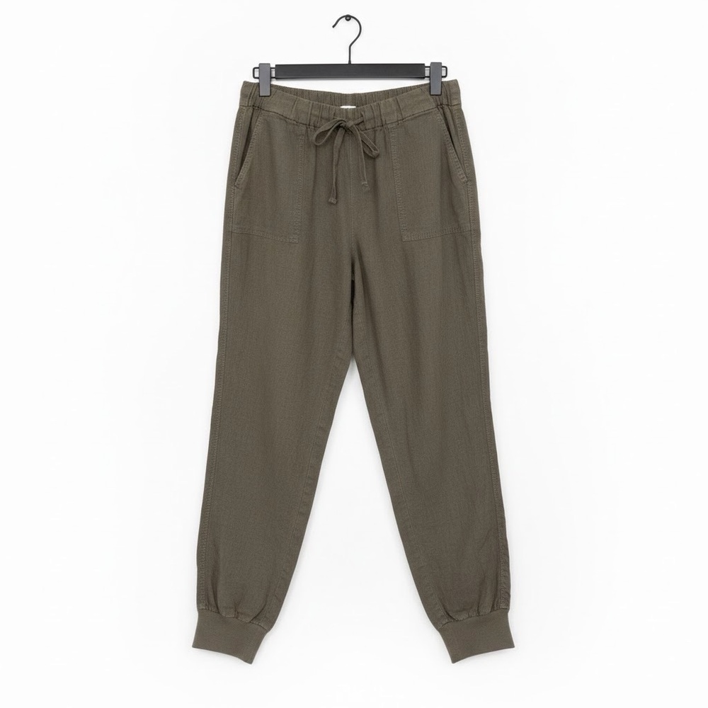 Joie Park Linen Jogger Pants Olive Green Washed Cargo Size Small